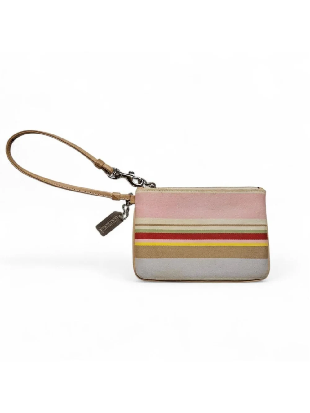 Coach 2004 Striped Wristlet in in Cotton Stripe and Leather accents